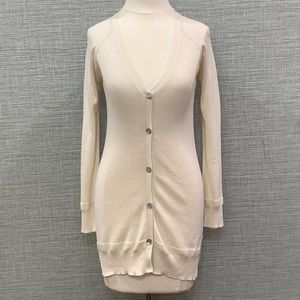 KUNA Alpaca Pima Cotton Blend Ivory Long Sweater Duster Cardigan XS